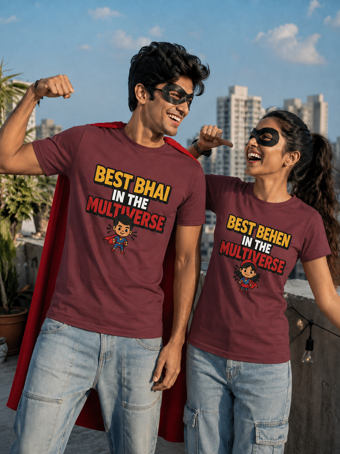 Best Bhai / Behen in the Multiverse Personalised Unisex T-Shirt - Regular Fit - product gallery