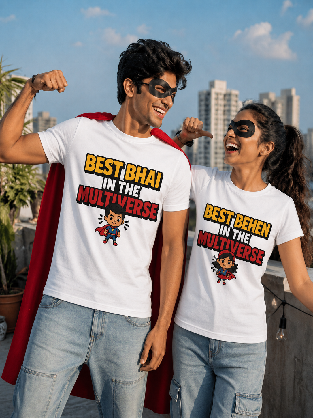 Best Bhai / Behen in the Multiverse Personalised Unisex T-Shirt - Regular Fit - product gallery