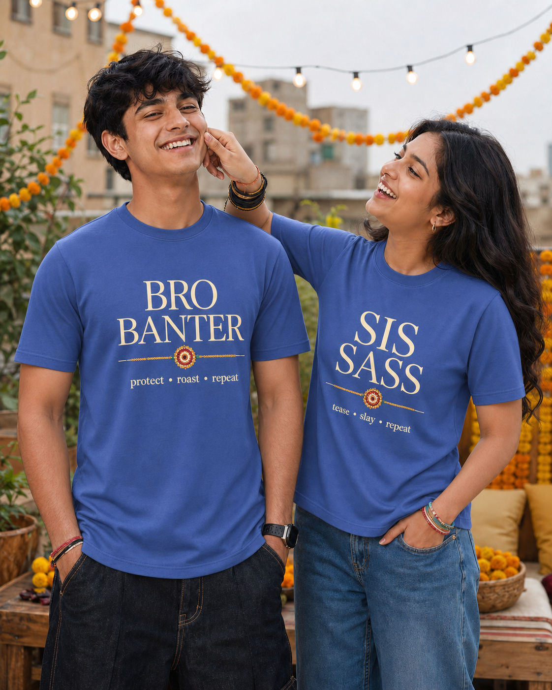 Bro Banter / Sis Sass Personalised Unisex T-Shirt - Regular Fit - Blue - product gallery