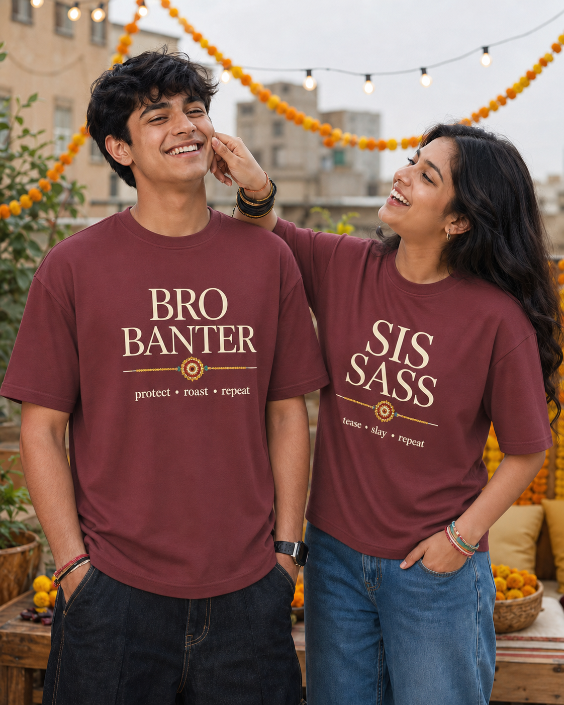 Bro Banter / Sis Sass Personalised Unisex T-Shirt - Regular Fit - Maroon - product gallery