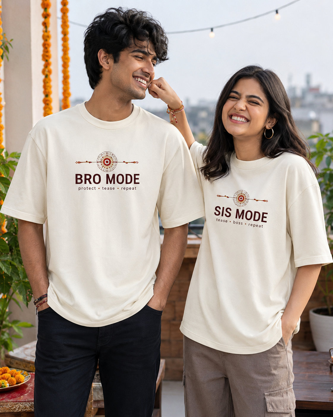 Bro Mode / Sis Mode Personalised Unisex T-Shirt - Oversized - product gallery