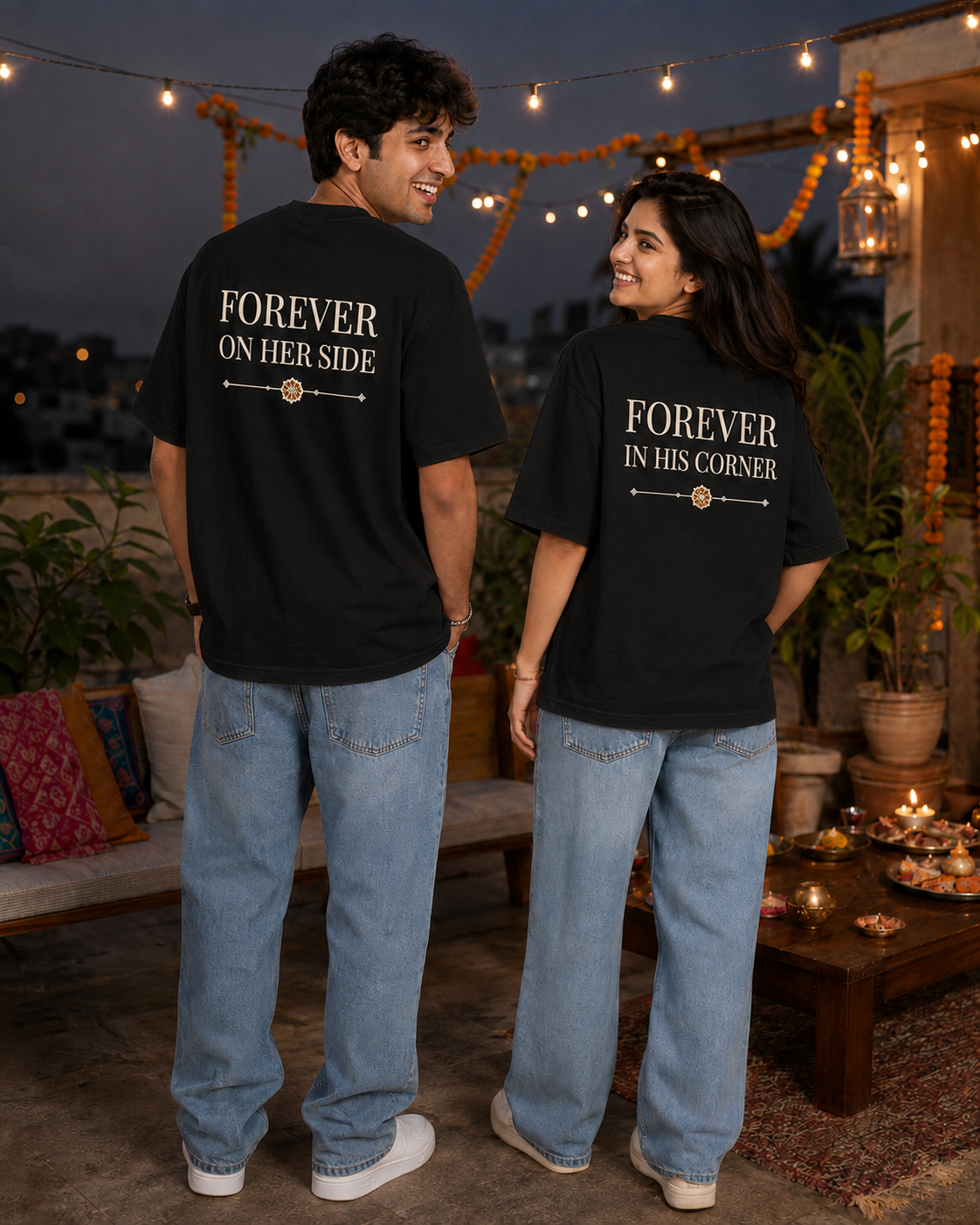 Brother - My First Protector / Sister - My Forever Blessing Personalised Unisex T-Shirt - Oversized - product gallery