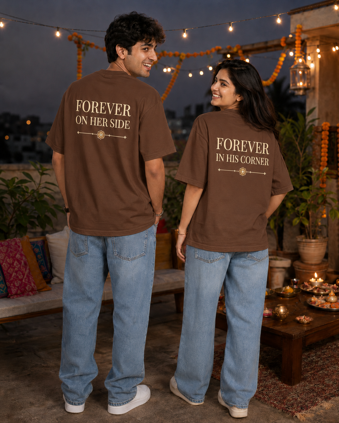Brother - My First Protector / Sister - My Forever Blessing Personalised Unisex T-Shirt - Oversized - product gallery