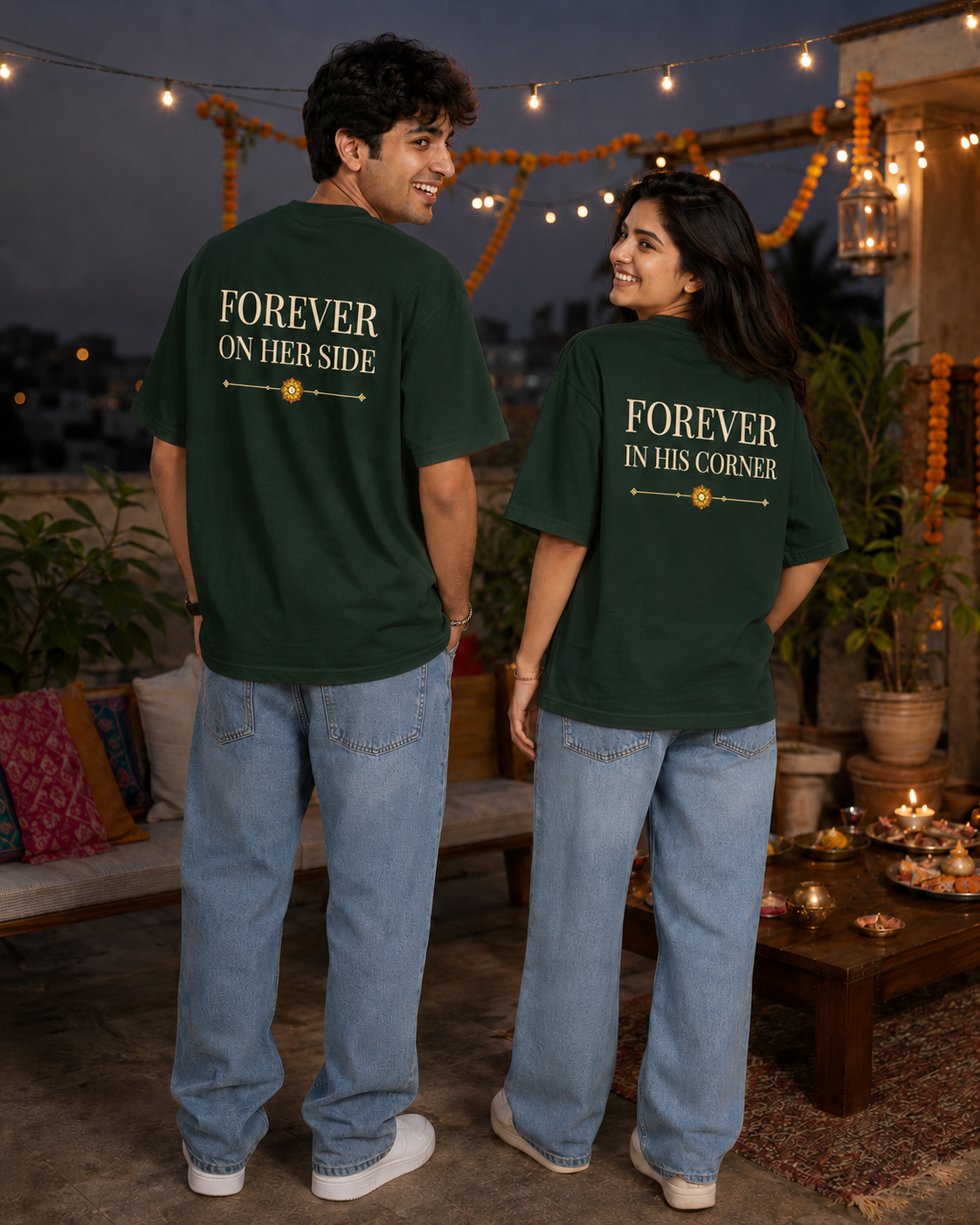 Brother - My First Protector / Sister - My Forever Blessing Personalised Unisex T-Shirt - Oversized - product gallery