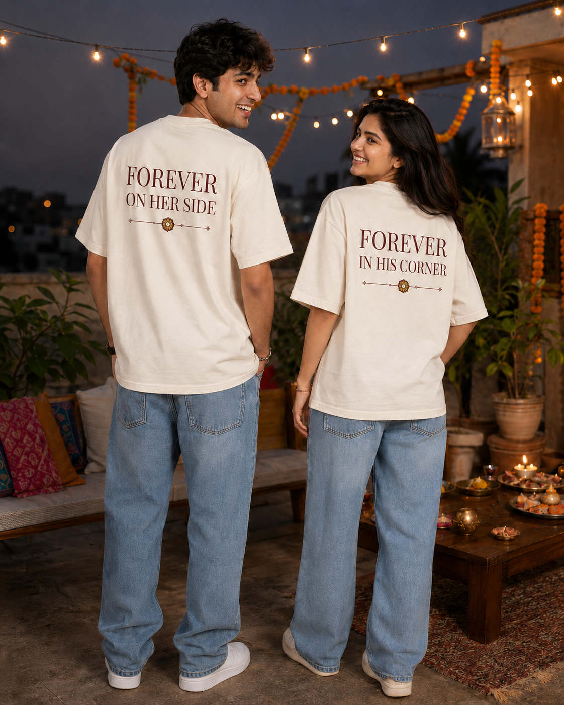 Brother - My First Protector / Sister - My Forever Blessing Personalised Unisex T-Shirt - Oversized - product gallery