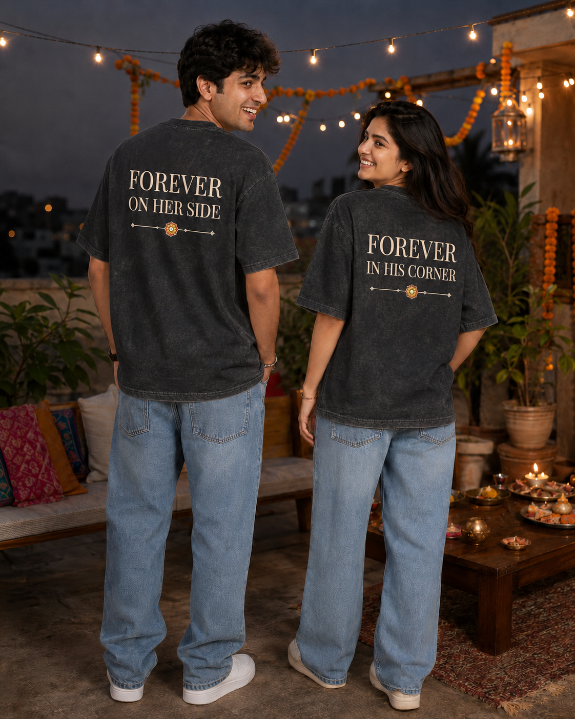 Brother - My First Protector / Sister - My Forever Blessing Personalised Unisex T-Shirt - Oversized - product gallery