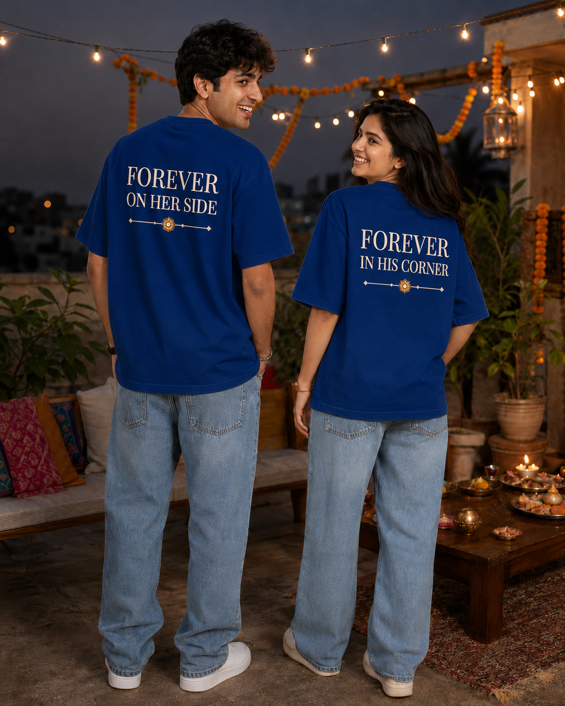 Brother - My First Protector / Sister - My Forever Blessing Personalised Unisex T-Shirt - Oversized - product gallery