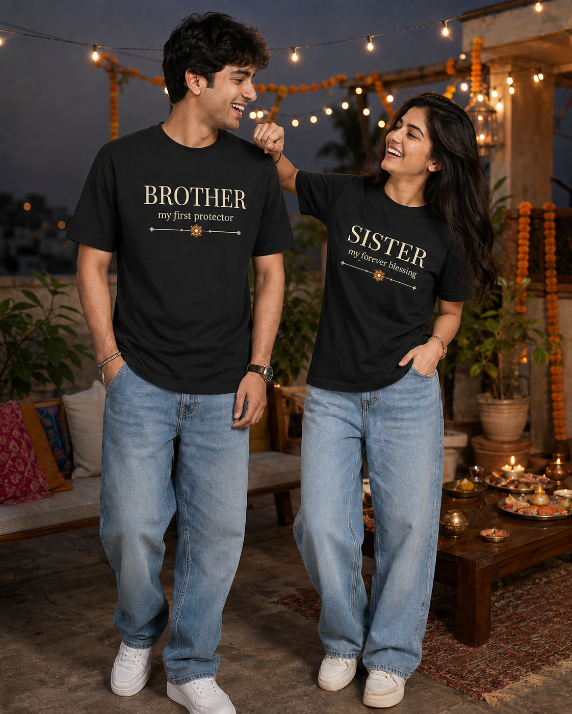 Brother - My First Protector / Sister - My Forever Blessing Personalised Unisex T-Shirt - Regular Fit - product gallery