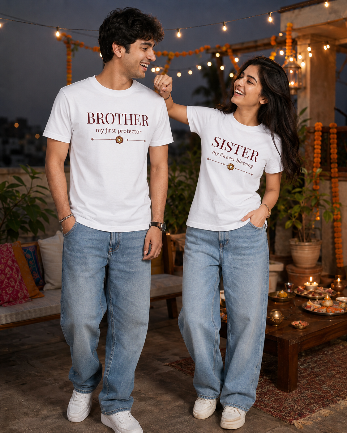 Brother - My First Protector / Sister - My Forever Blessing Personalised Unisex T-Shirt - Regular Fit - product gallery