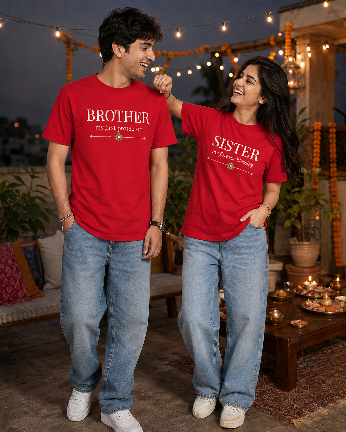 Brother - My First Protector / Sister - My Forever Blessing Personalised Unisex T-Shirt - Regular Fit - product gallery