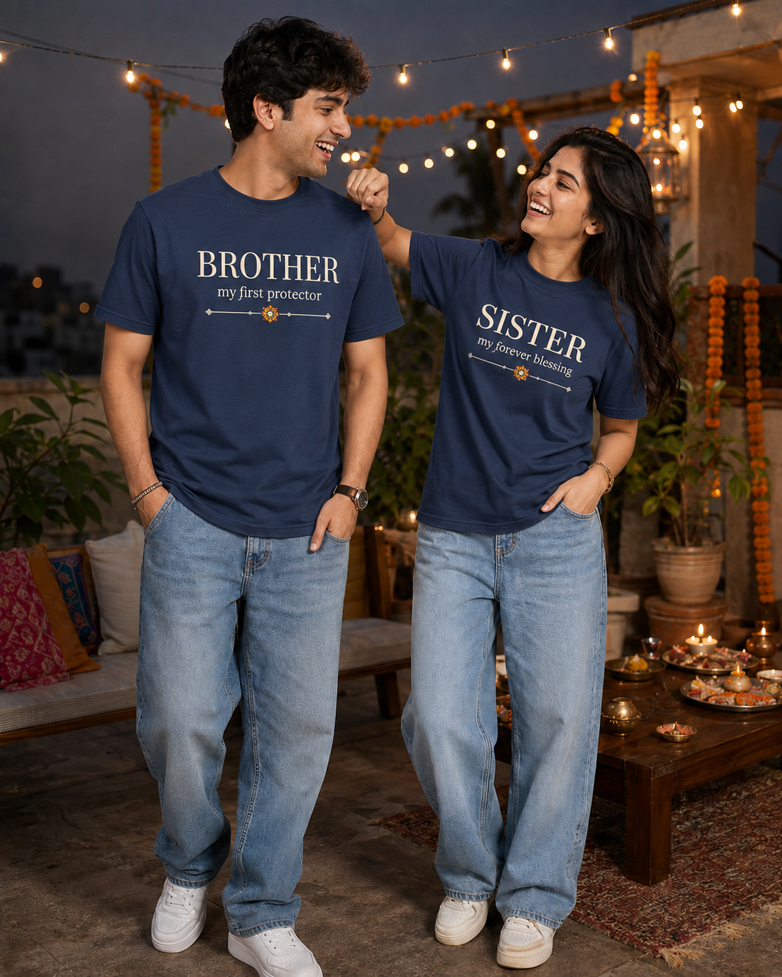 Brother - My First Protector / Sister - My Forever Blessing Personalised Unisex T-Shirt - Regular Fit - product gallery