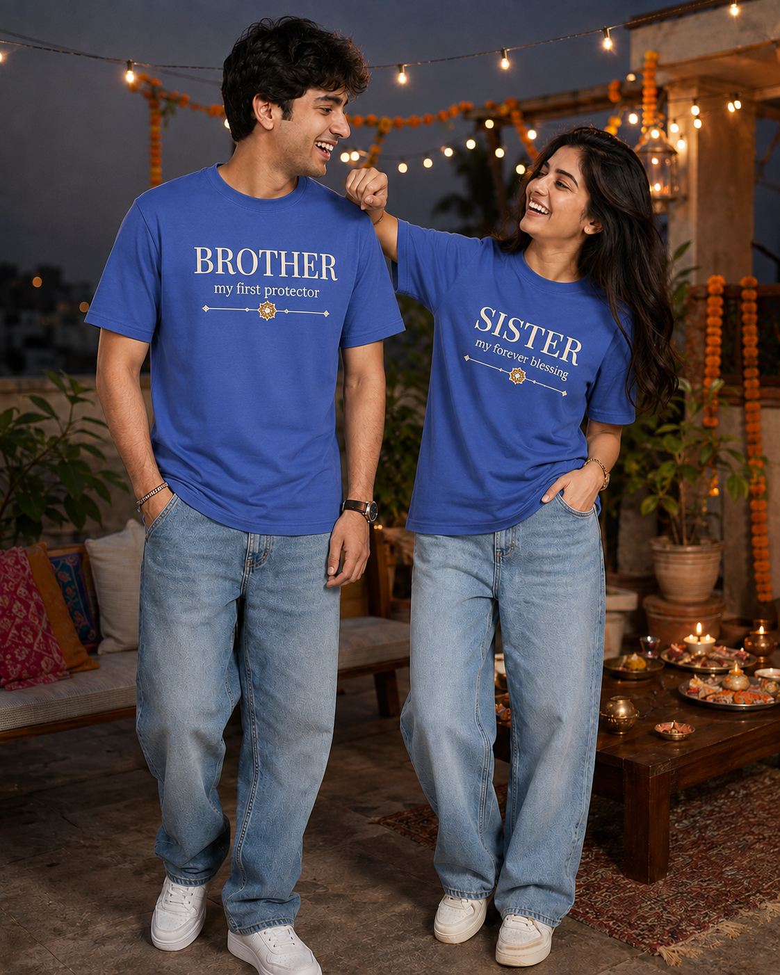 Brother - My First Protector / Sister - My Forever Blessing Personalised Unisex T-Shirt - Regular Fit - product gallery