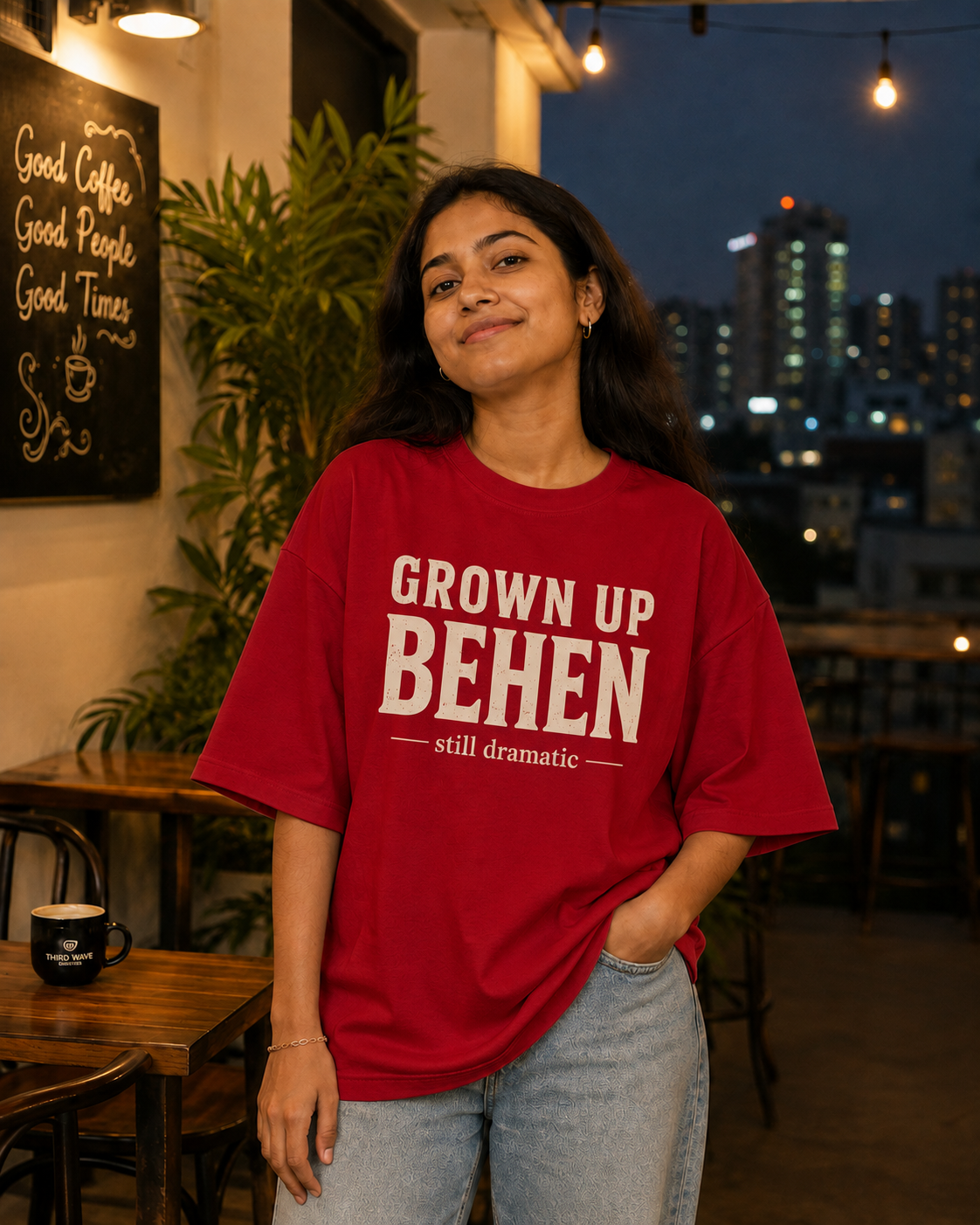 Grown Up Bhai / Grown Up Behen Personalised Unisex T-Shirt - Oversized - product gallery