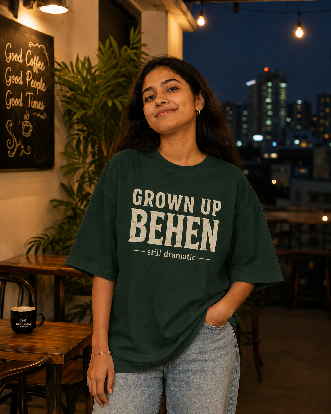 Grown Up Bhai / Grown Up Behen Personalised Unisex T-Shirt - Oversized - product gallery