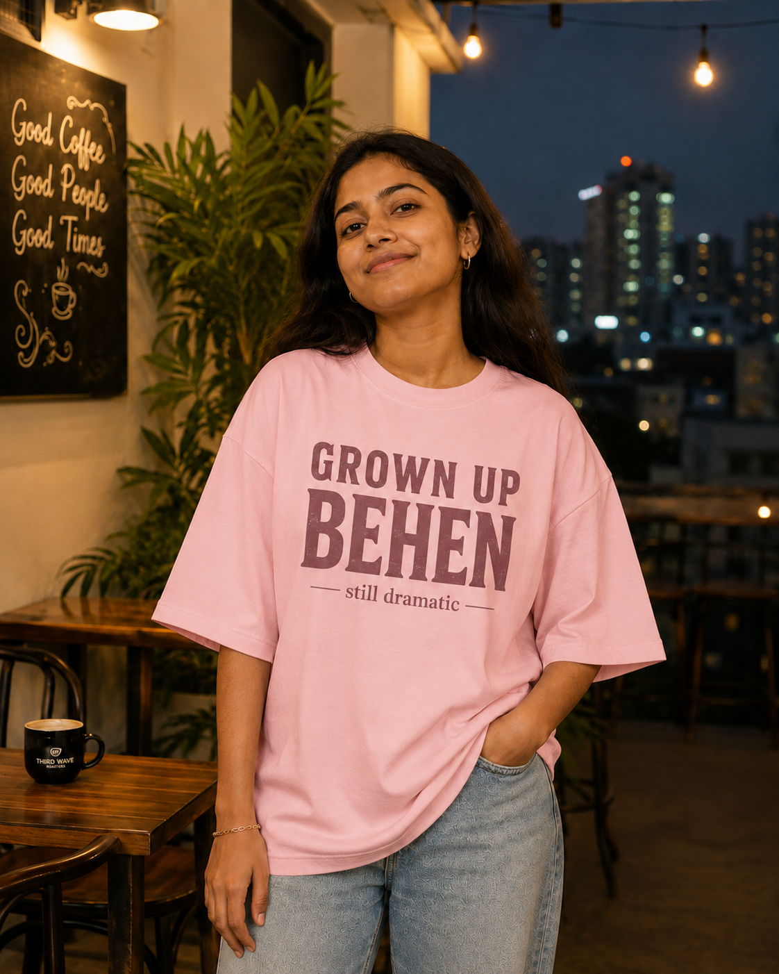 Grown Up Bhai / Grown Up Behen Personalised Unisex T-Shirt - Oversized - product gallery