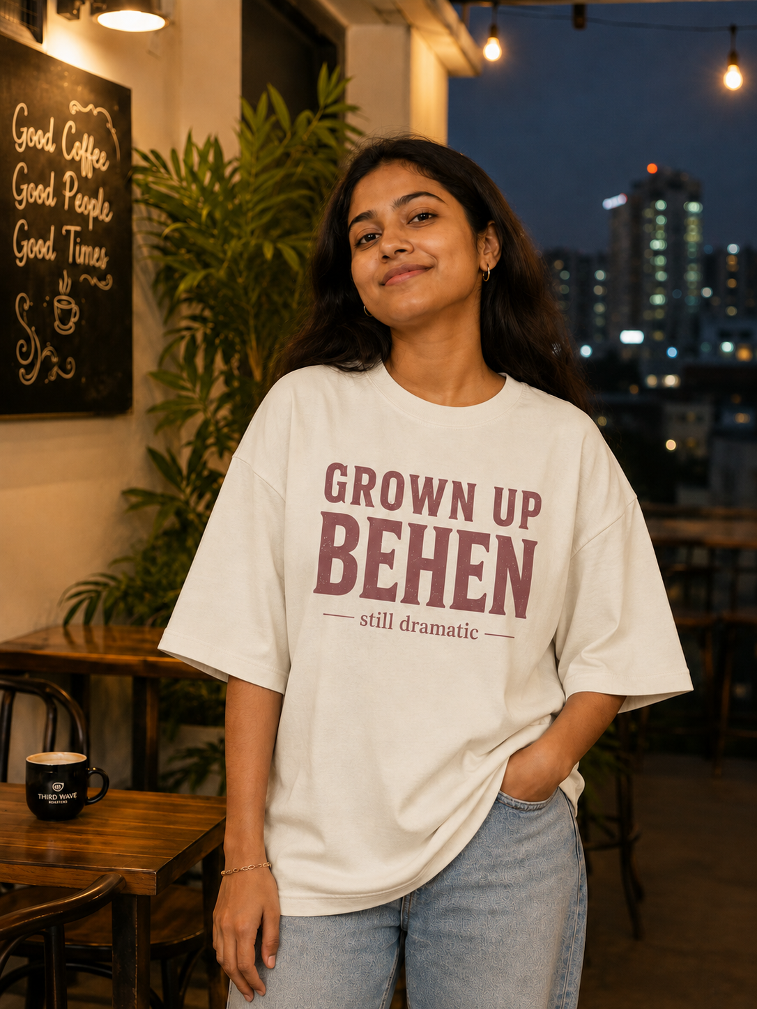 Grown Up Bhai / Grown Up Behen Personalised Unisex T-Shirt - Oversized - product gallery