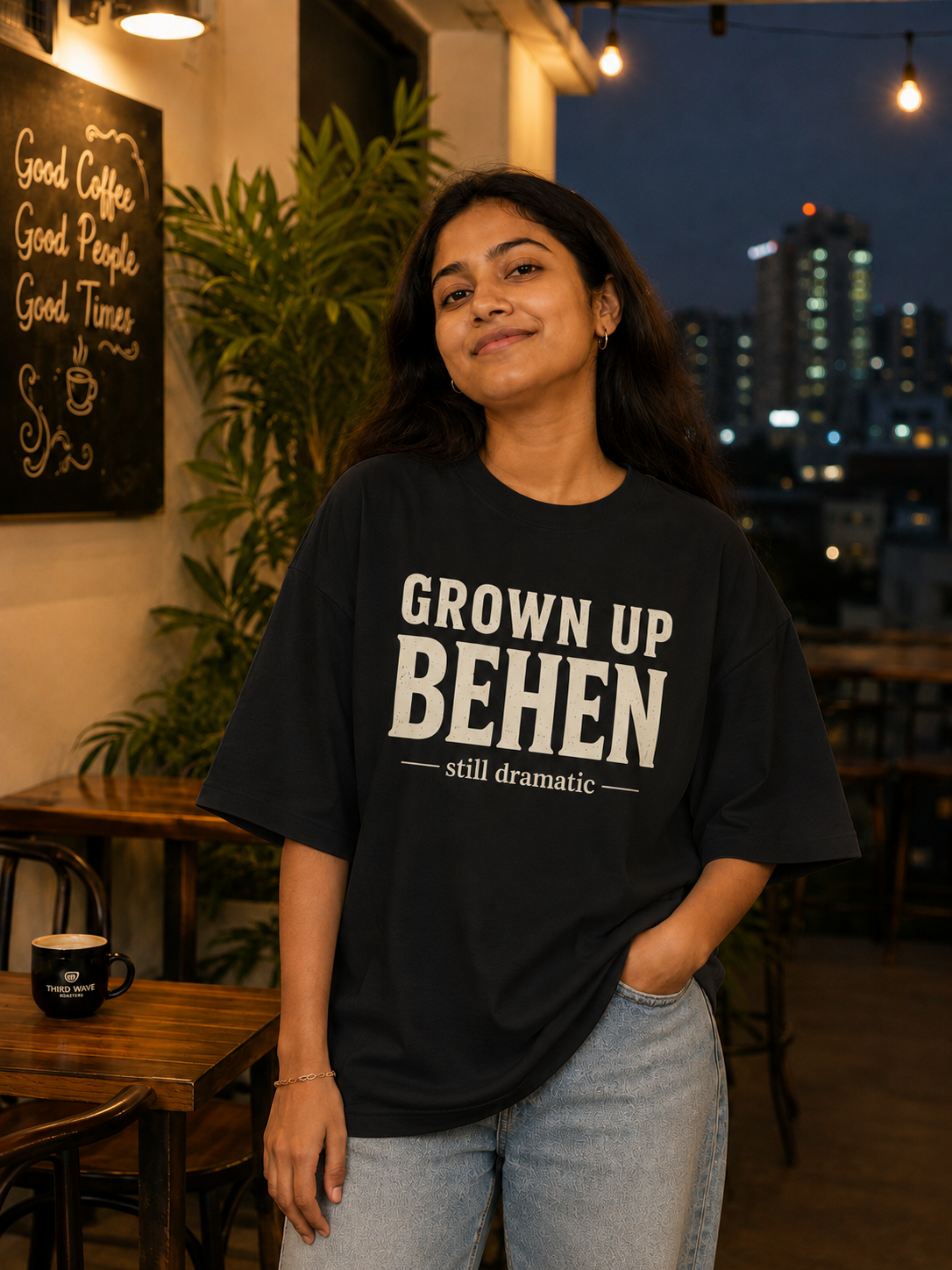 Grown Up Bhai / Grown Up Behen Personalised Unisex T-Shirt - Oversized - product gallery