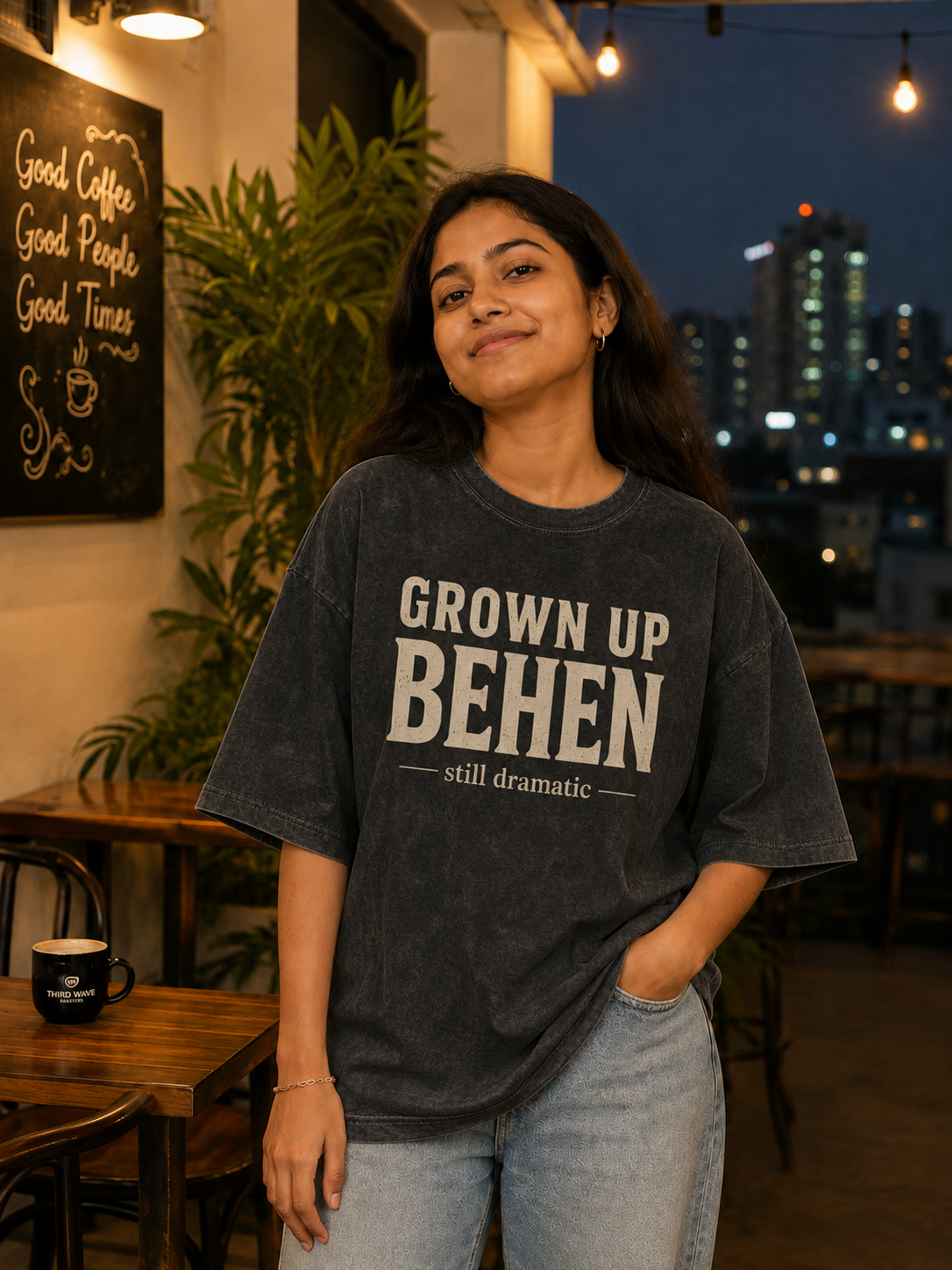 Grown Up Bhai / Grown Up Behen Personalised Unisex T-Shirt - Oversized - product gallery