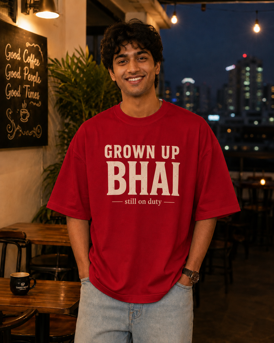 Grown Up Bhai / Grown Up Behen Personalised Unisex T-Shirt - Oversized - product gallery
