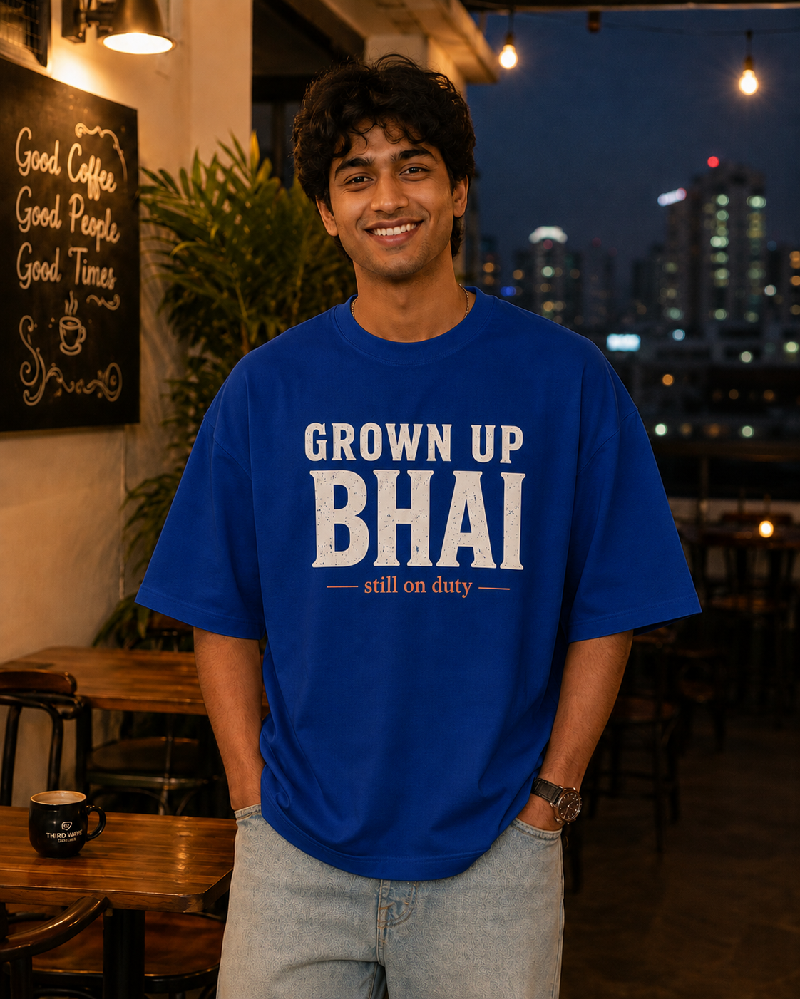 Grown Up Bhai / Grown Up Behen Personalised Unisex T-Shirt - Oversized - product gallery