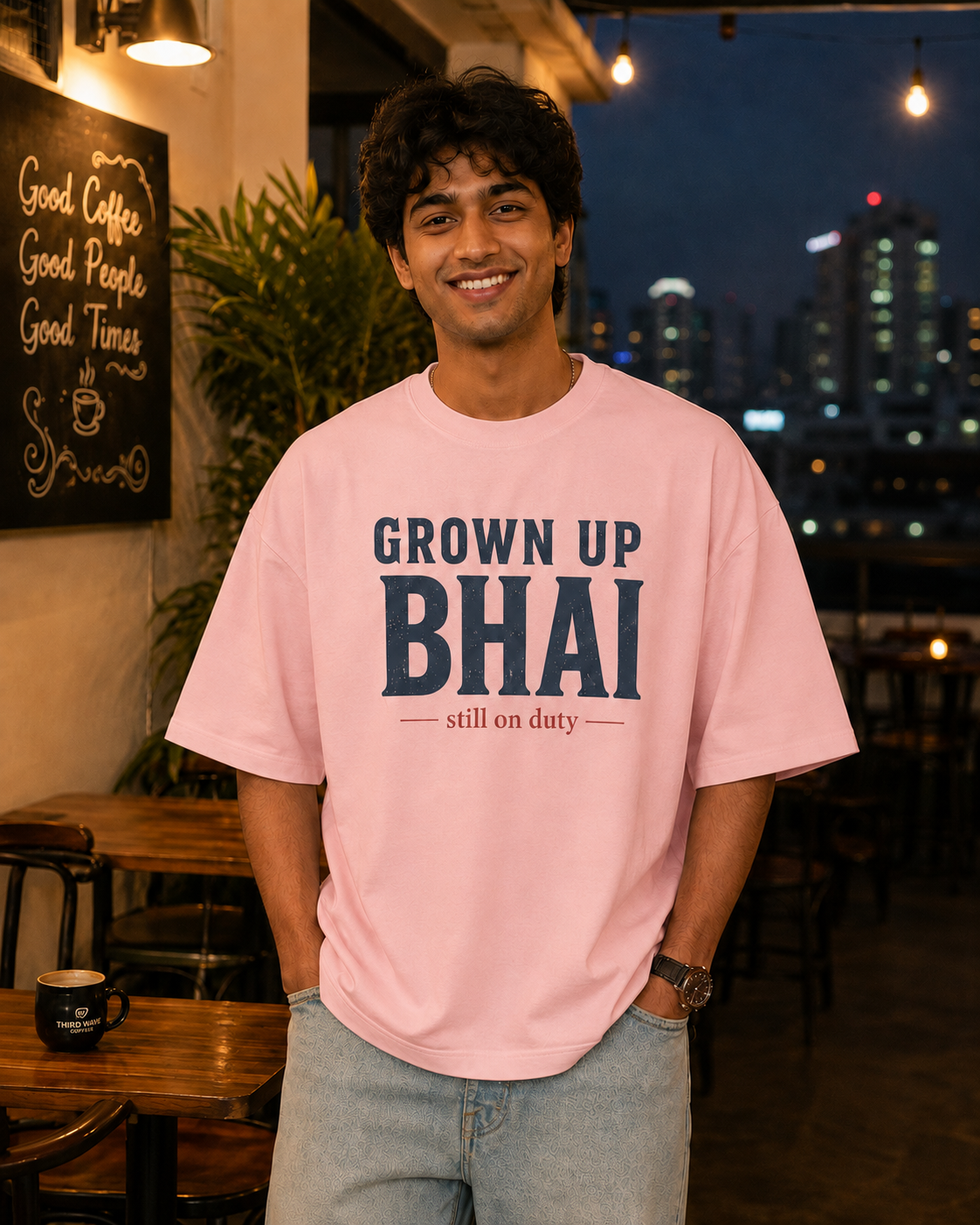 Grown Up Bhai / Grown Up Behen Personalised Unisex T-Shirt - Oversized - product gallery