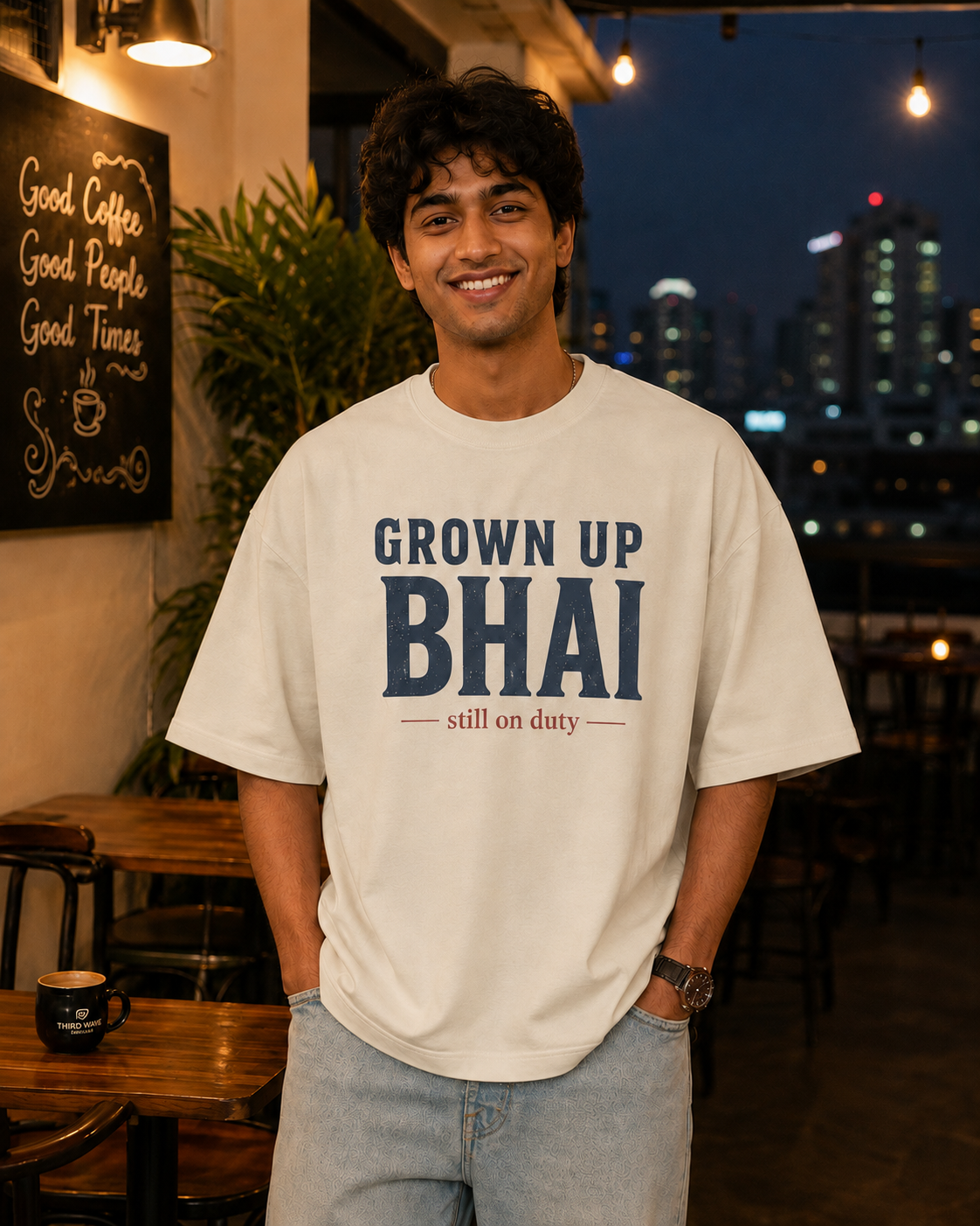 Grown Up Bhai / Grown Up Behen Personalised Unisex T-Shirt - Oversized - product gallery