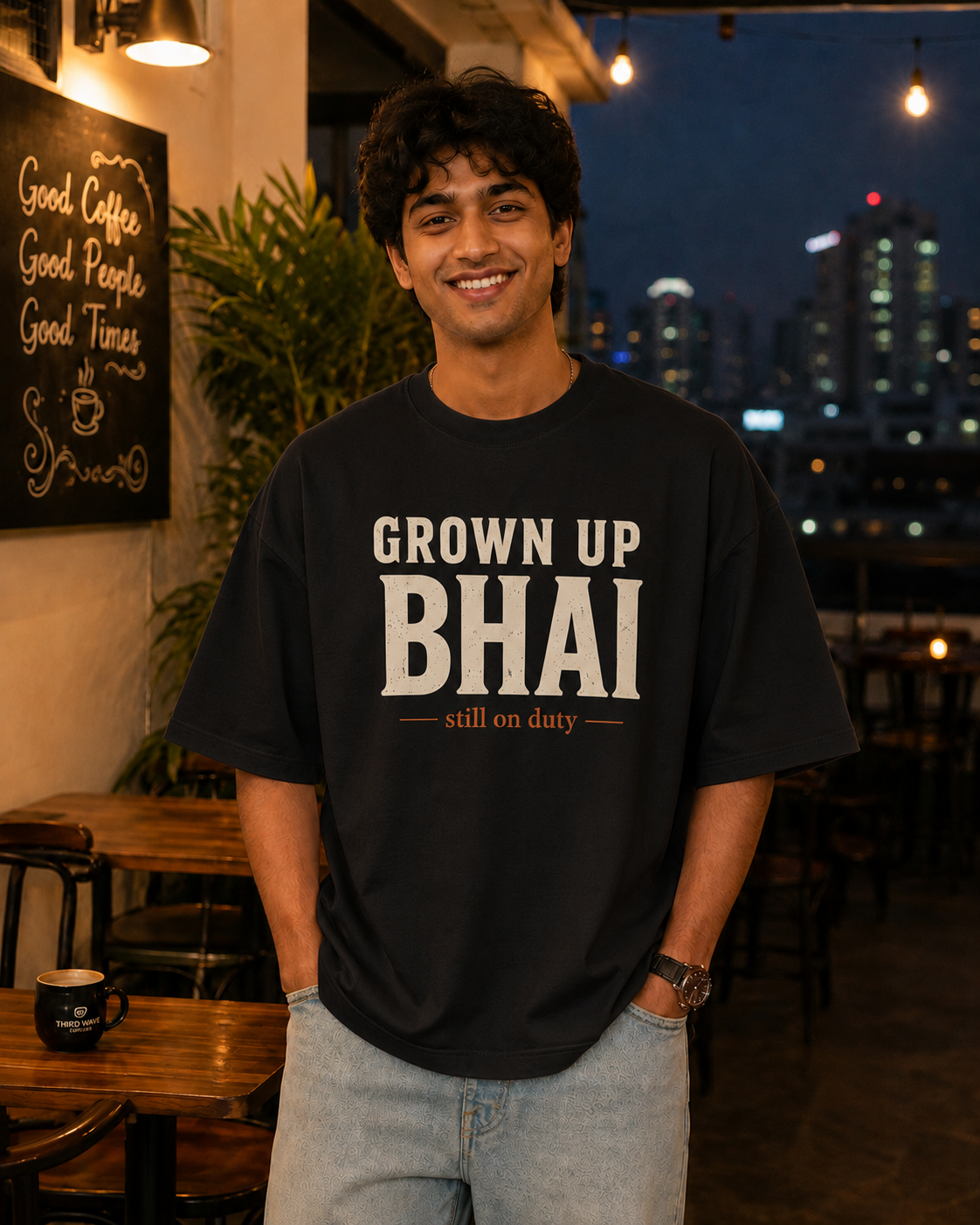 Grown Up Bhai / Grown Up Behen Personalised Unisex T-Shirt - Oversized - product gallery