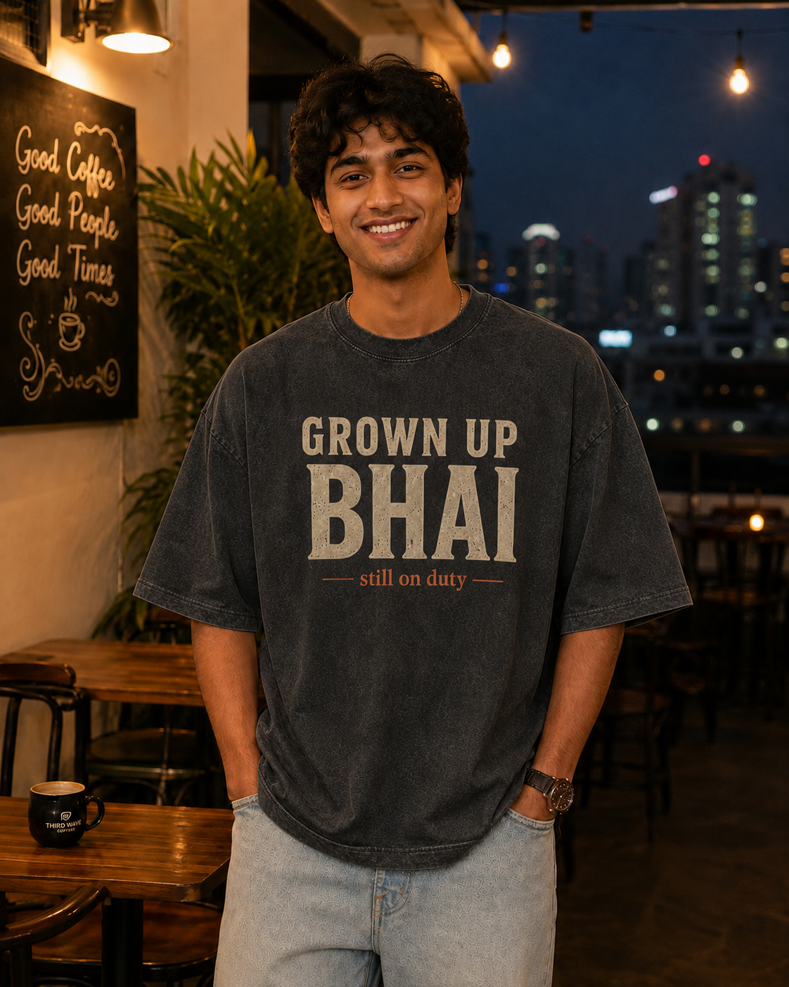 Grown Up Bhai / Grown Up Behen Personalised Unisex T-Shirt - Oversized - product gallery