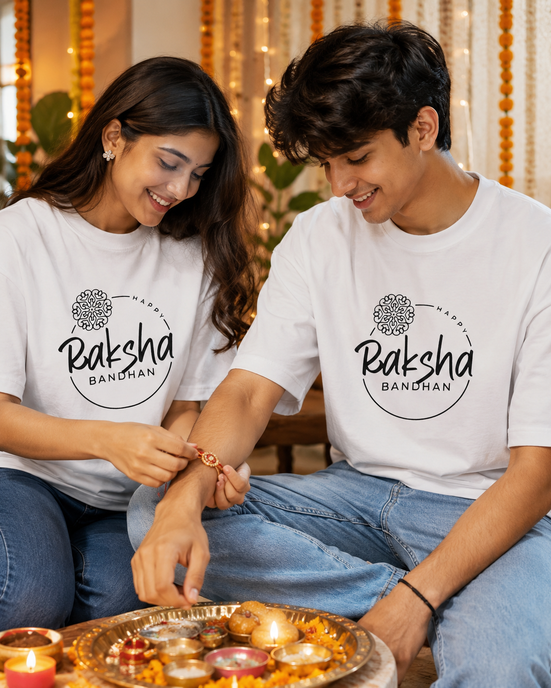 Happy Rakshabandhan Personalised Unisex T-Shirt - Oversized - featured view