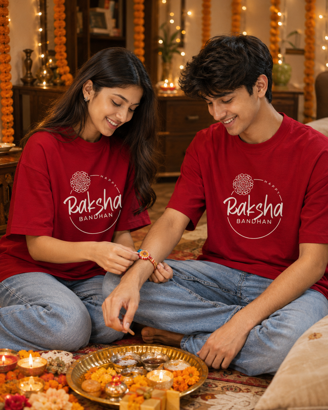 Happy Rakshabandhan Personalised Unisex T-Shirt - Oversized - product gallery