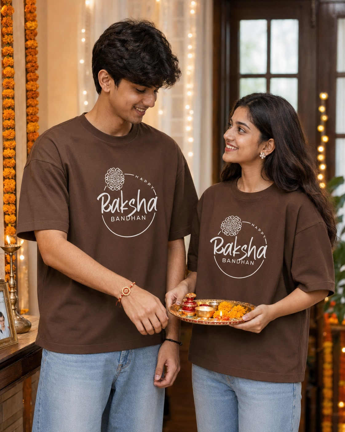 Happy Rakshabandhan Personalised Unisex T-Shirt - Oversized - product gallery