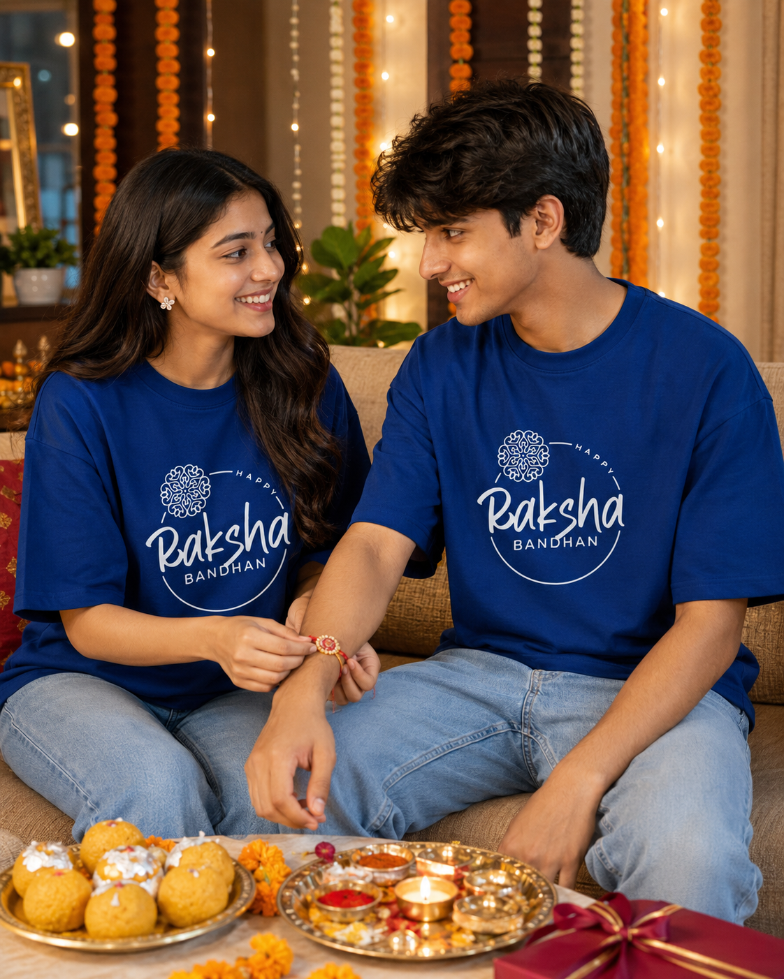 Happy Rakshabandhan Personalised Unisex T-Shirt - Oversized - product gallery