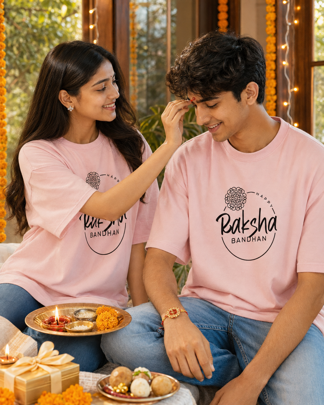 Happy Rakshabandhan Personalised Unisex T-Shirt - Oversized - product gallery