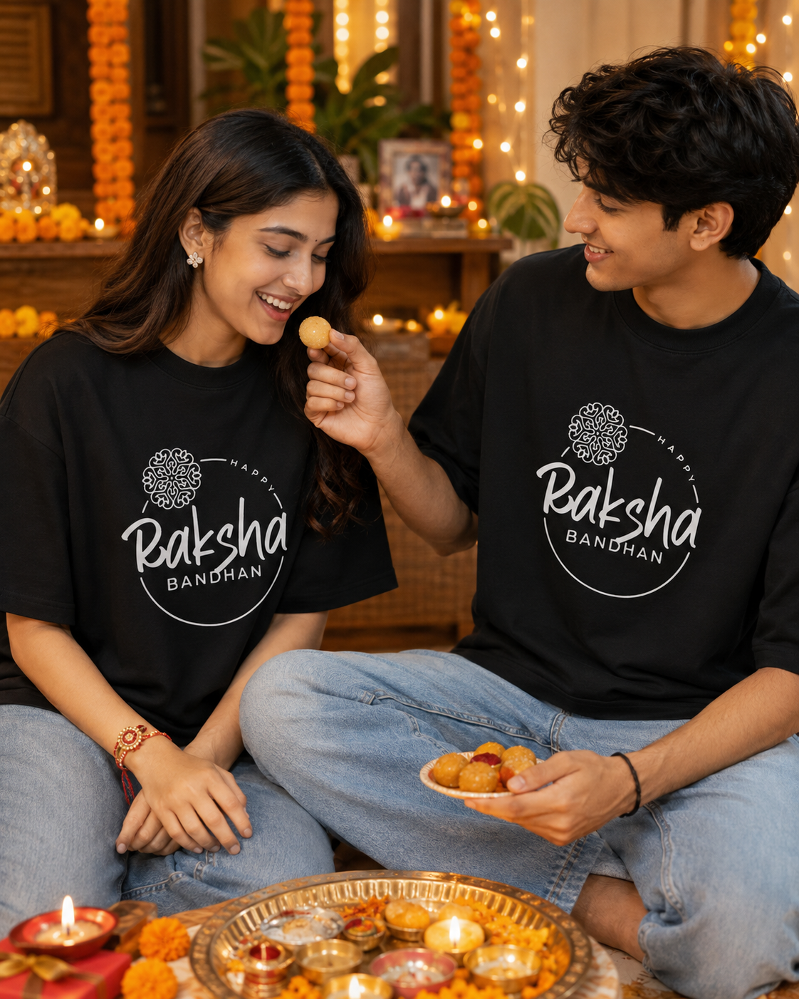 Happy Rakshabandhan Personalised Unisex T-Shirt - Oversized - product gallery