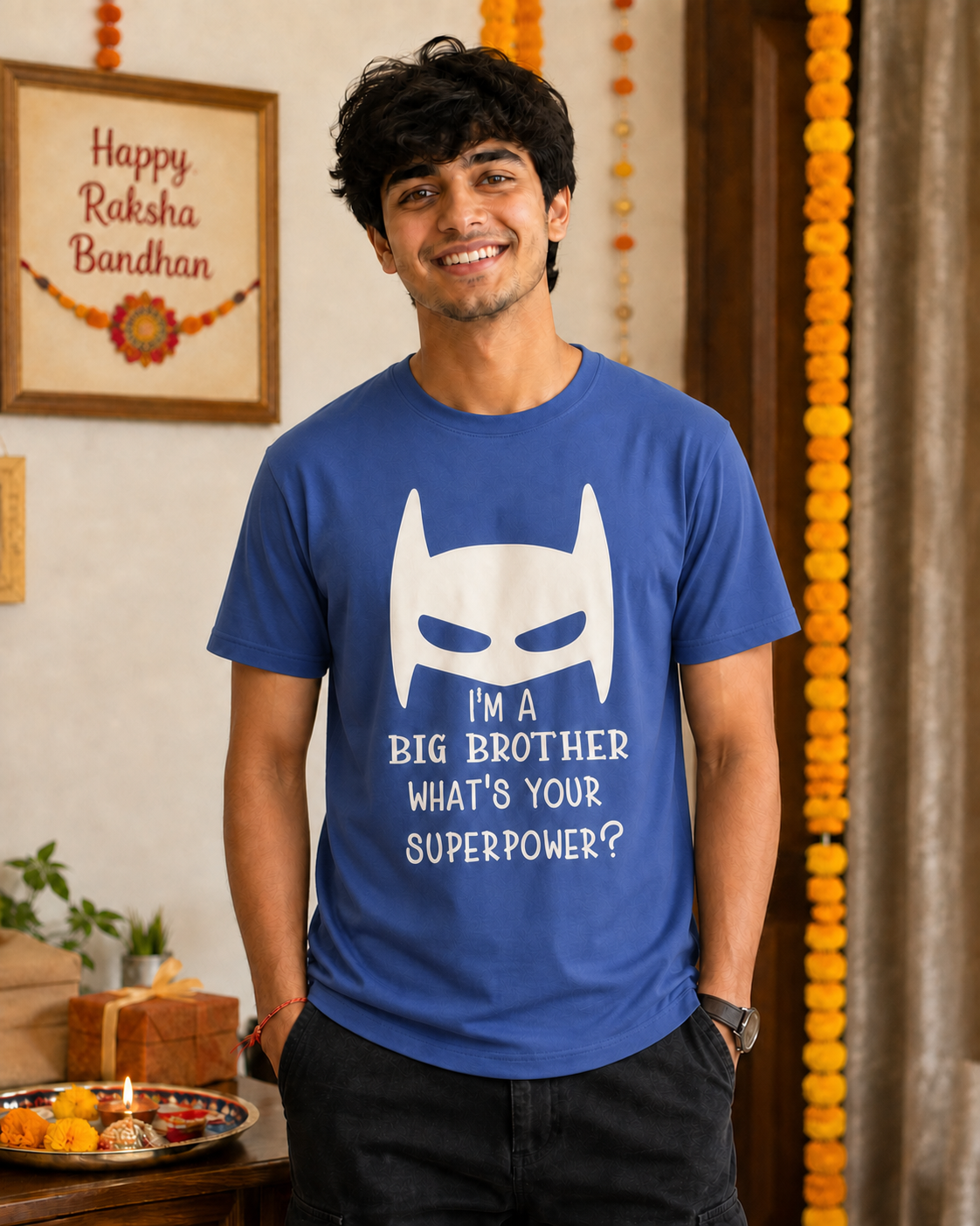 Brother Superpower Personalised T-Shirt - Regular Fit - Blue - product gallery