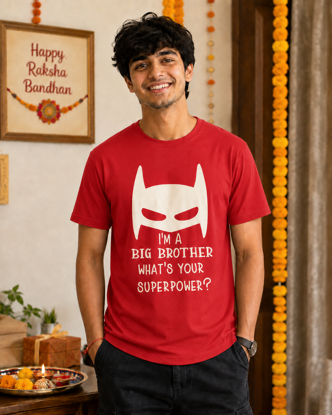 Brother Superpower Personalised T-Shirt - Regular Fit - Red - product gallery
