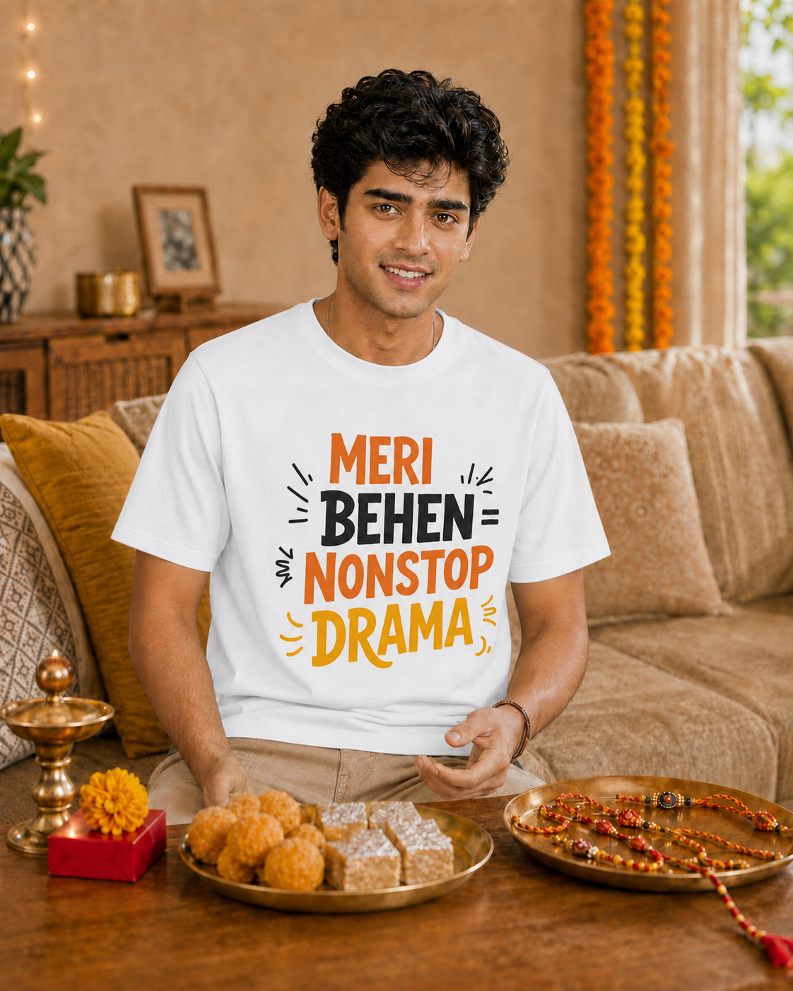 Mera Bhai Walking Earthquake / Meri Behen Nonstop Drama Personalised Unisex T-Shirt - Regular Fit - product gallery