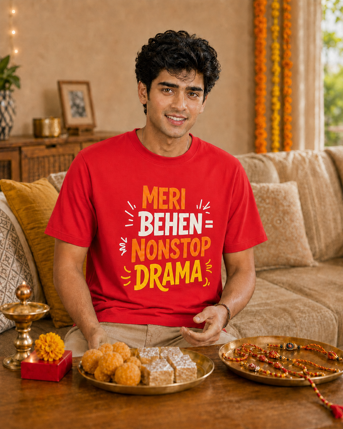 Mera Bhai Walking Earthquake / Meri Behen Nonstop Drama Personalised Unisex T-Shirt - Regular Fit - product gallery