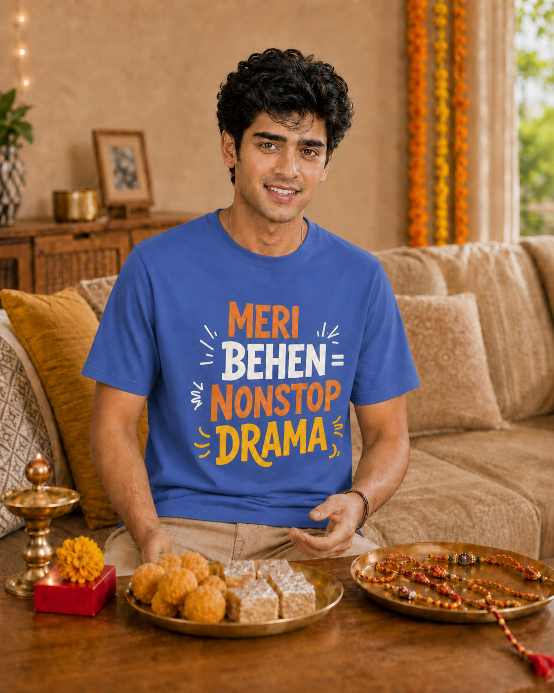 Mera Bhai Walking Earthquake / Meri Behen Nonstop Drama Personalised Unisex T-Shirt - Regular Fit - product gallery