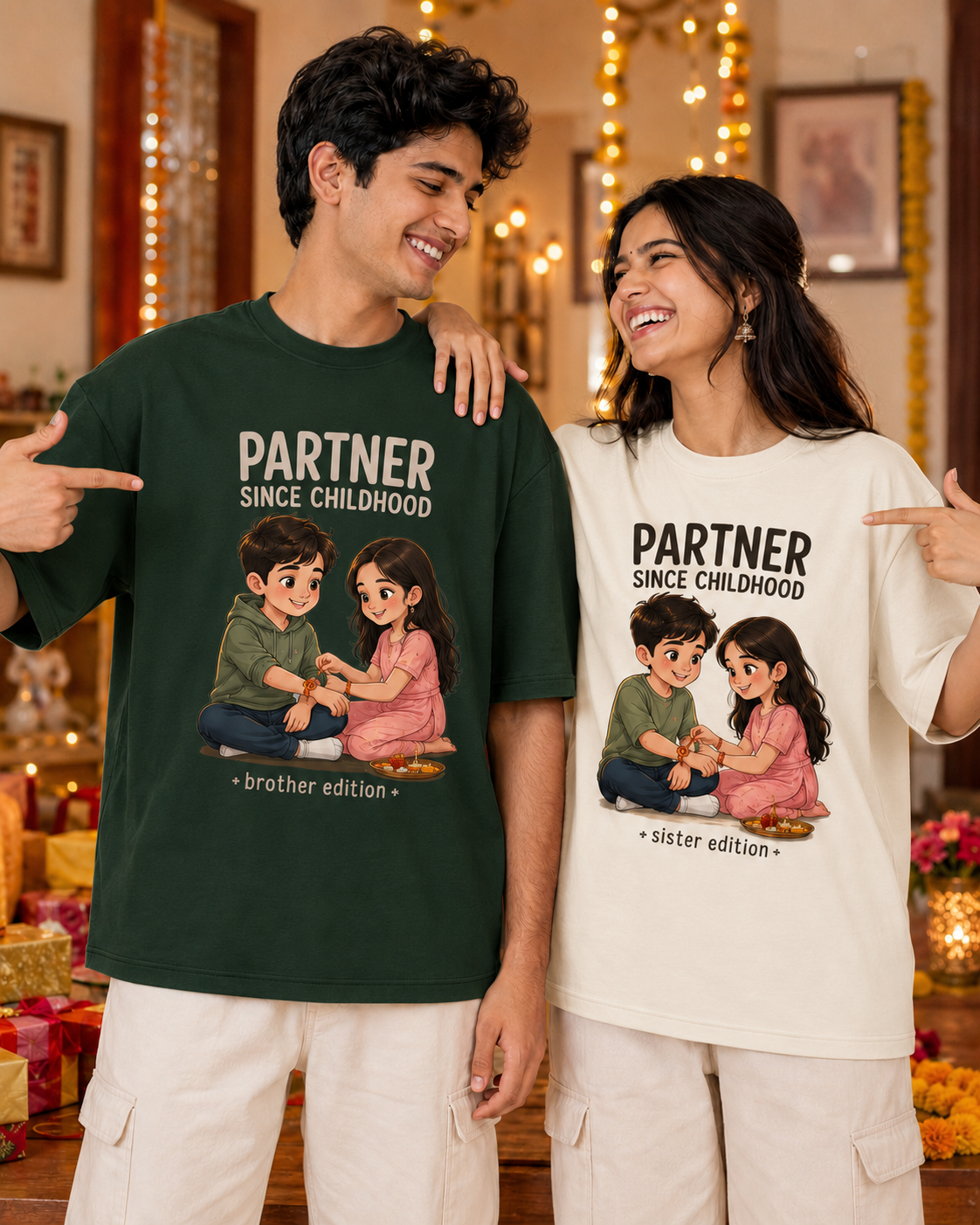 Partner Since Childhood Personalised Unisex T-Shirt - Oversized - featured view