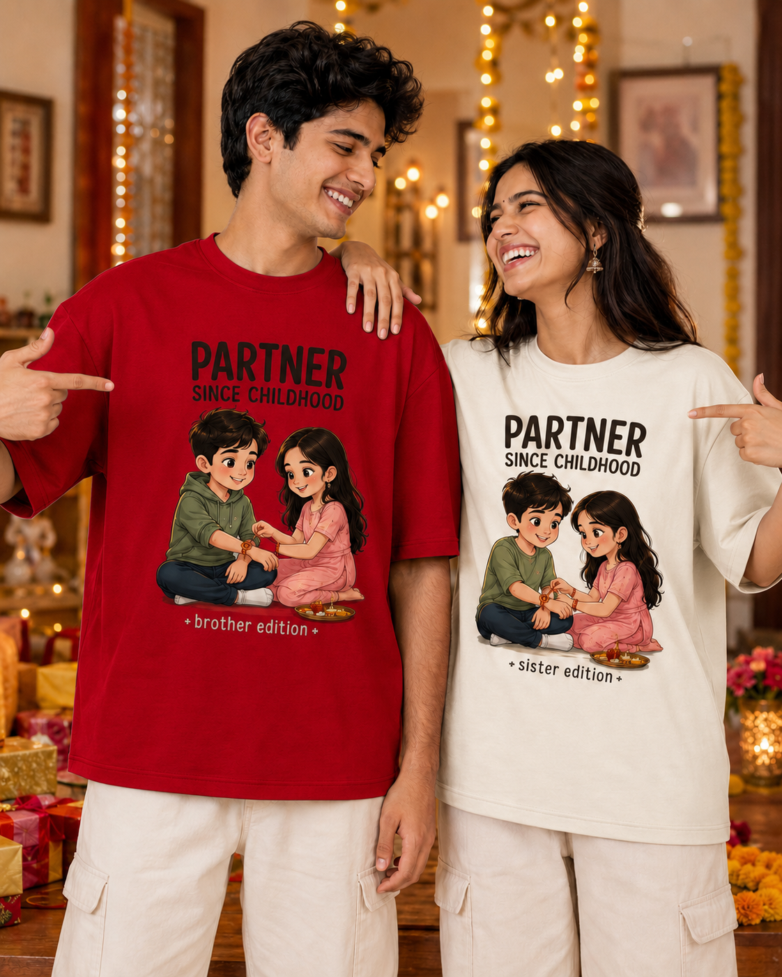 Partner Since Childhood Personalised Unisex T-Shirt - Oversized - product gallery