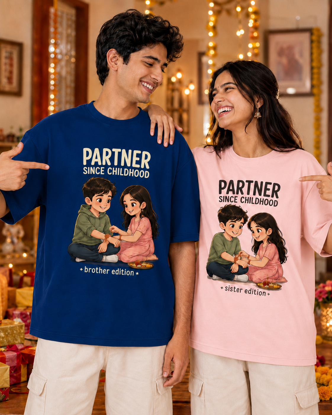 Partner Since Childhood Personalised Unisex T-Shirt - Oversized - product gallery