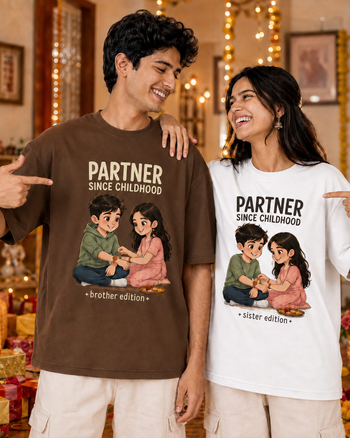 Partner Since Childhood Personalised Unisex T-Shirt - Oversized - product gallery