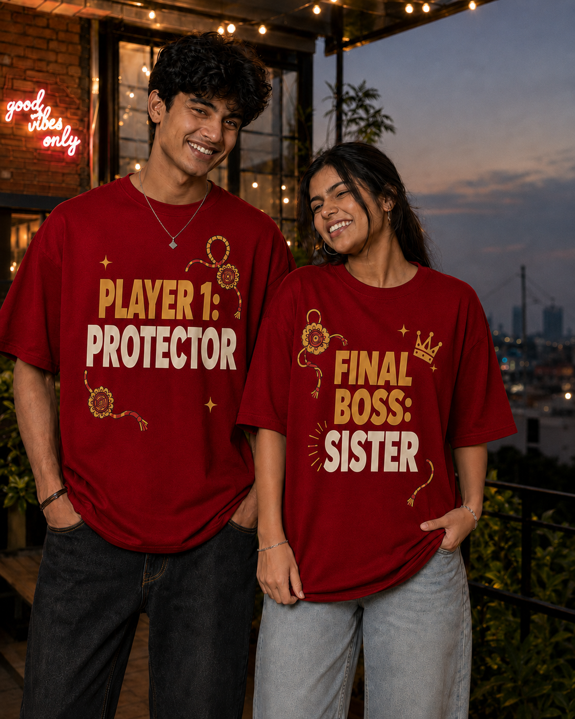 Player: Protector / Final Boss: Sister Personalised Unisex T-Shirt - Oversized - featured view