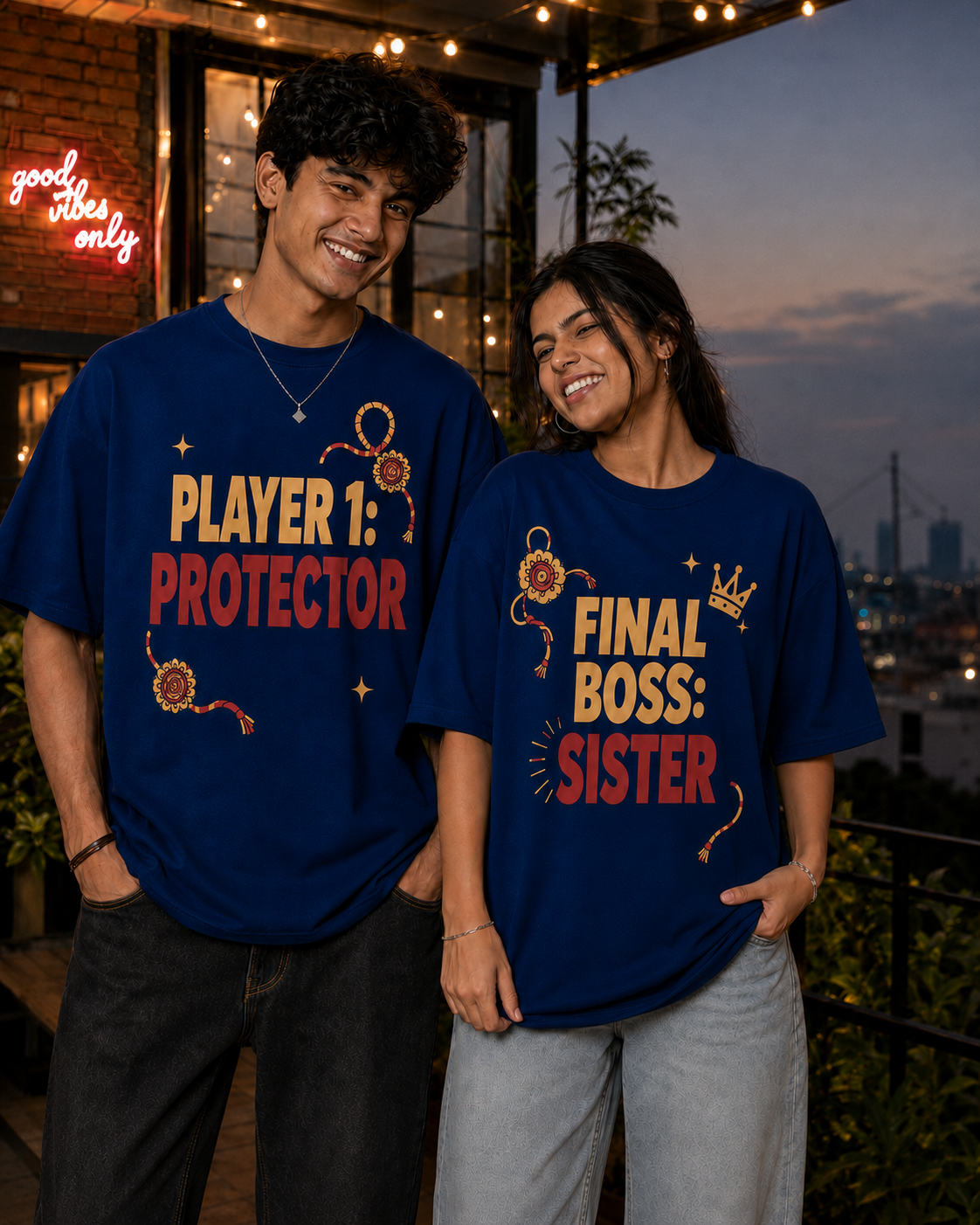 Player: Protector / Final Boss: Sister Personalised Unisex T-Shirt - Oversized - product gallery