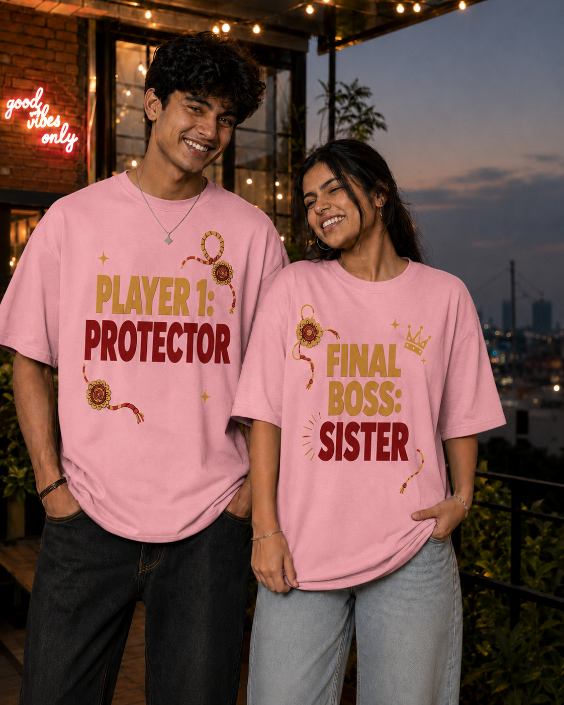 Player: Protector / Final Boss: Sister Personalised Unisex T-Shirt - Oversized - product gallery