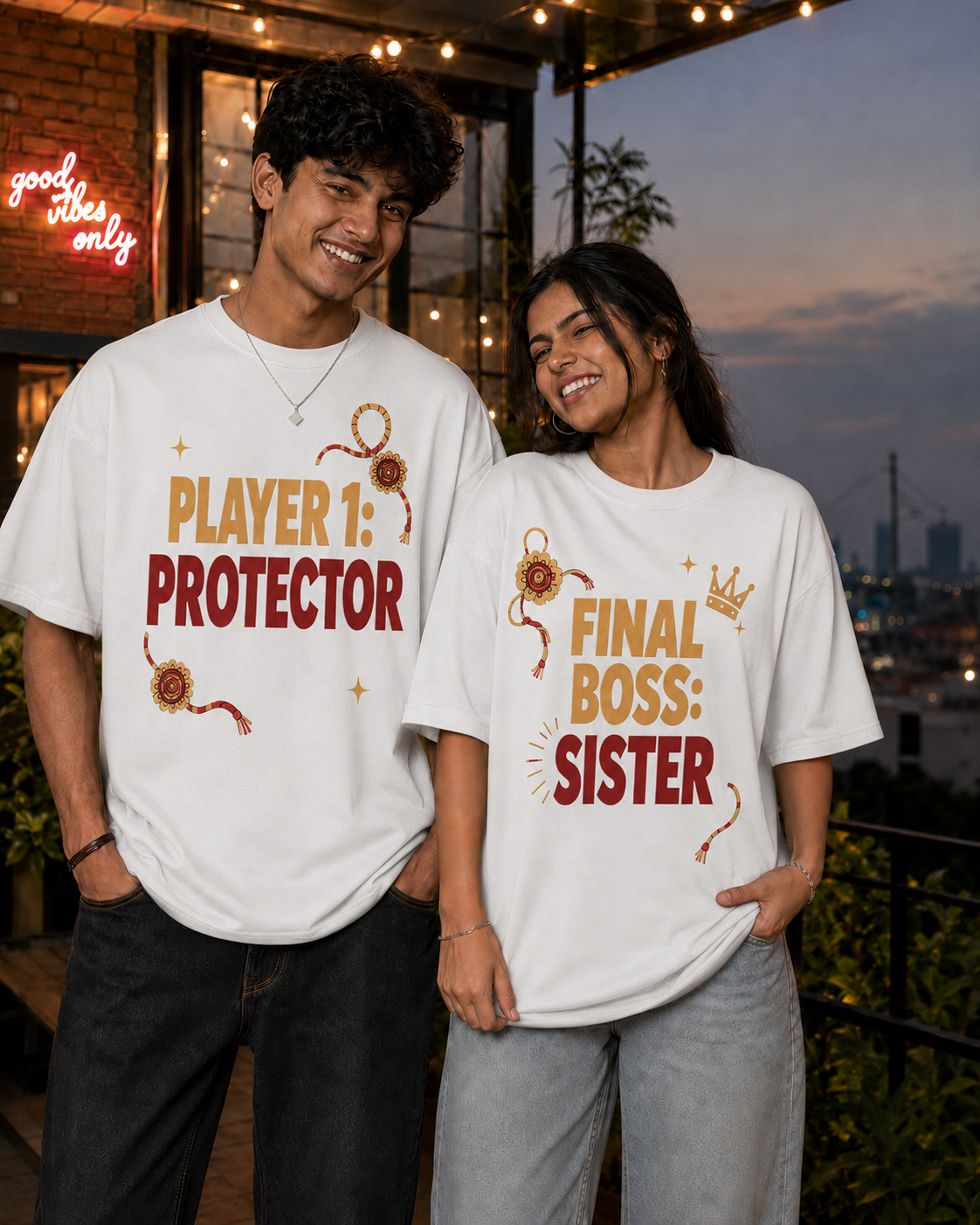 Player: Protector / Final Boss: Sister Personalised Unisex T-Shirt - Oversized - product gallery