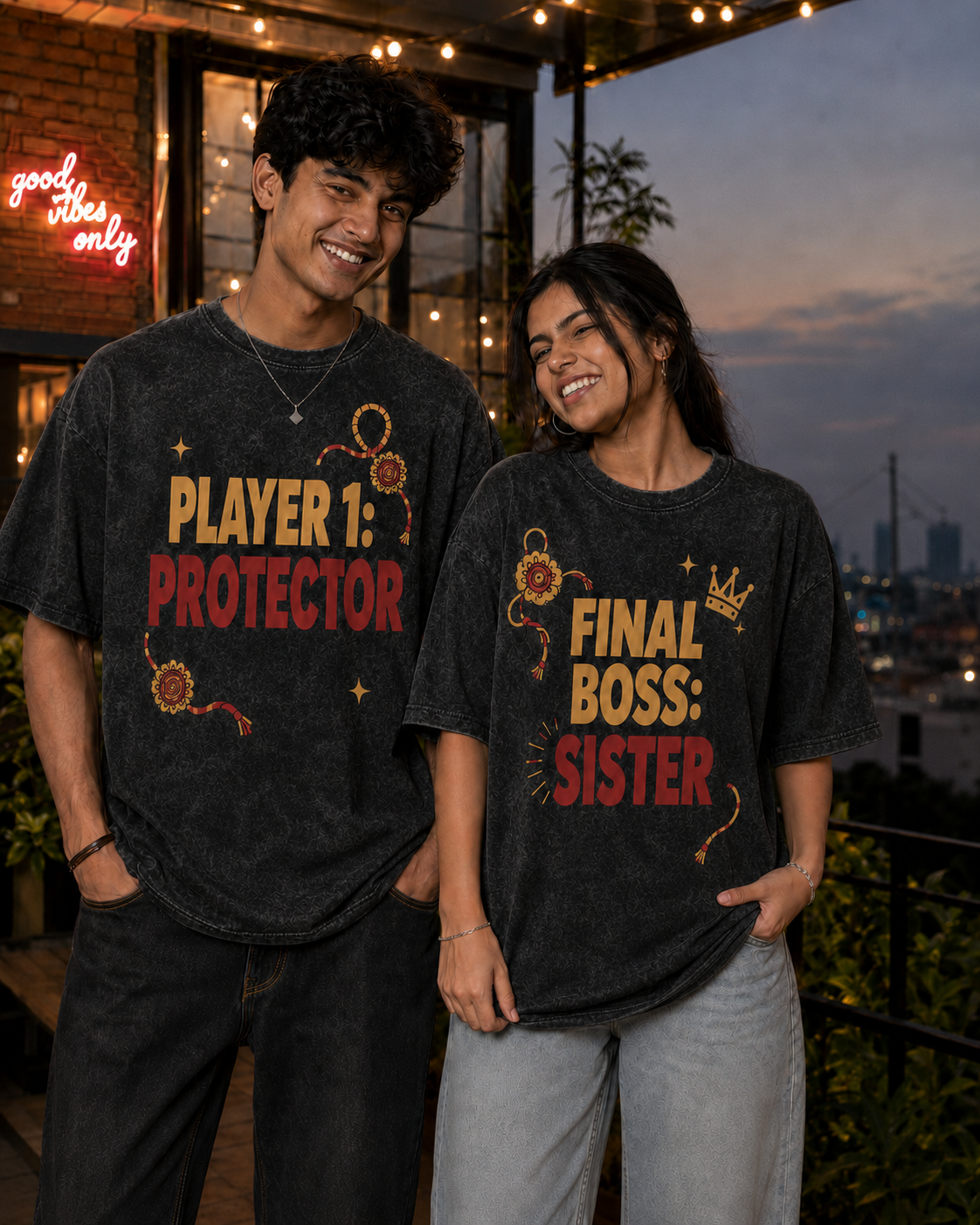 Player: Protector / Final Boss: Sister Personalised Unisex T-Shirt - Oversized - product gallery