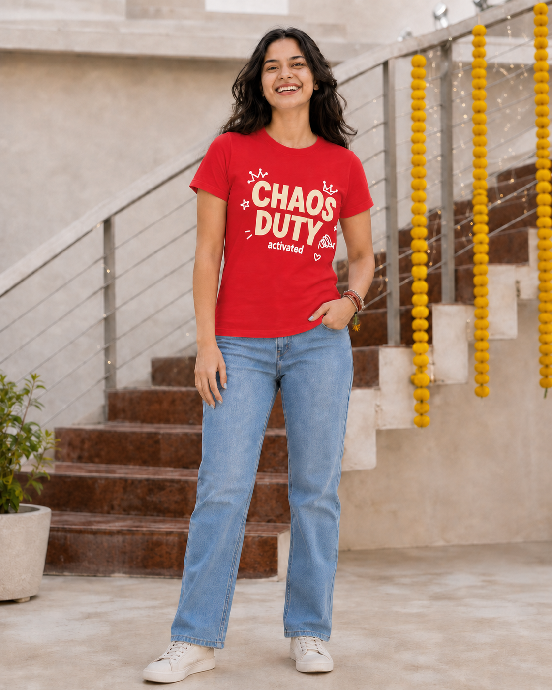 Rakhi Duty / Chaos Duty Personalised Unisex T-Shirt - Regular Fit - Red - product gallery