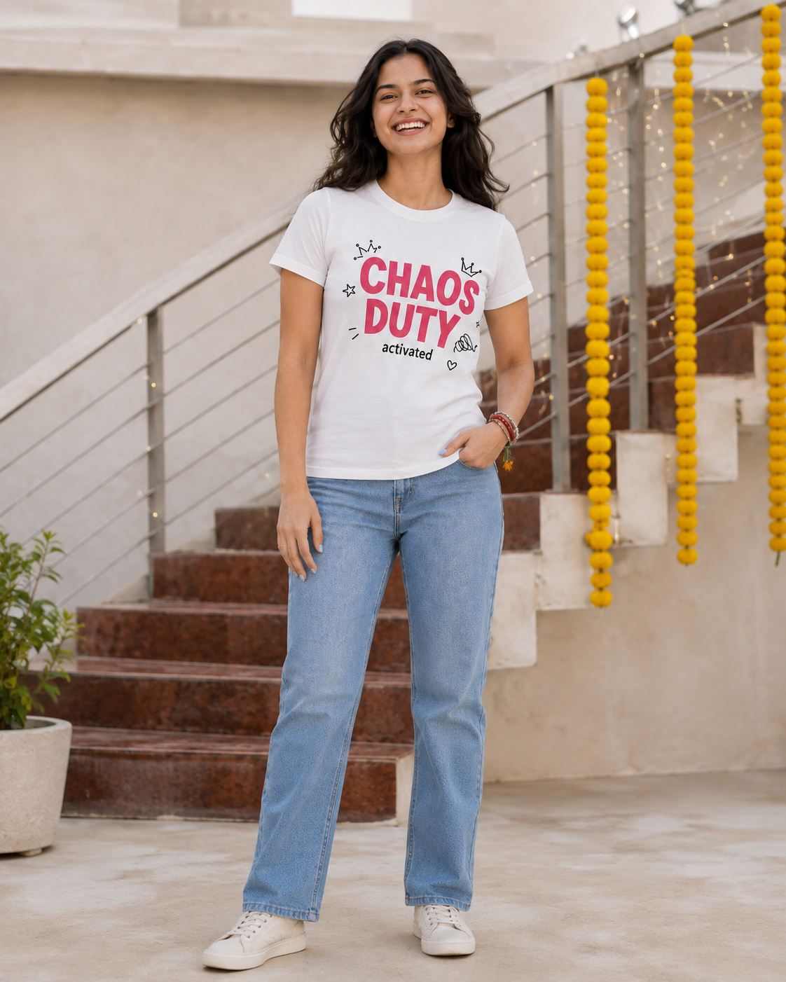 Rakhi Duty / Chaos Duty Personalised Unisex T-Shirt - Regular Fit - White - product gallery